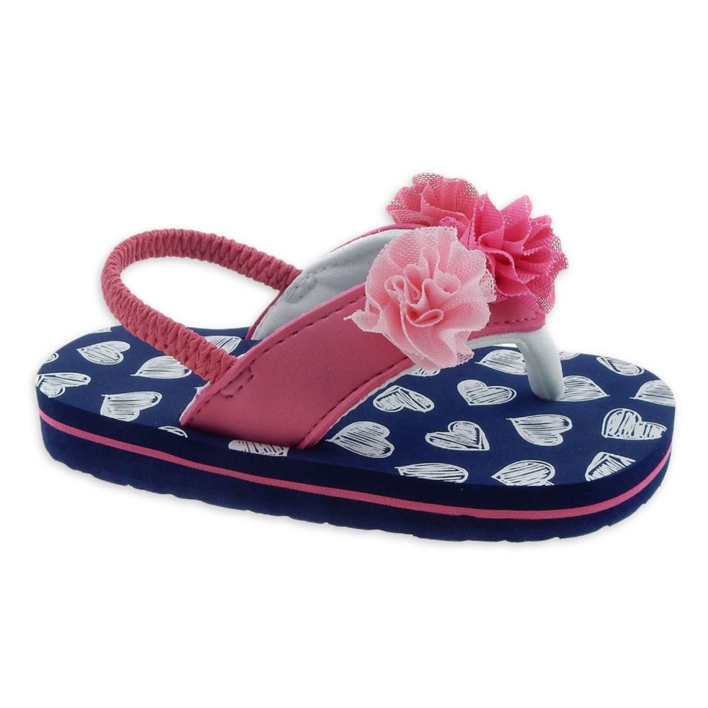 Girls' Wonder Nation Beach with hearts  Flip Flop Size 3 / 4